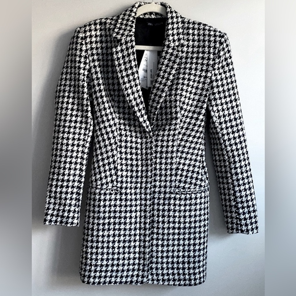 Zara Houndstooth Blazer Mini Dress size M NEW with tags - Picture 9 of 16
